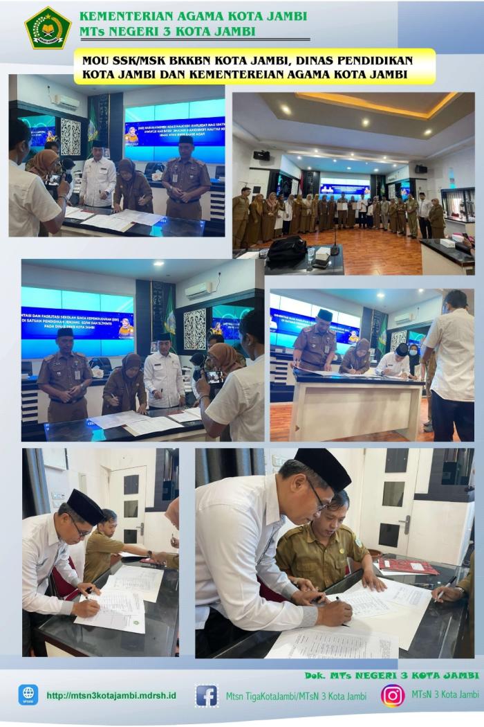 MOU SSK antara BKKBN Kota Jambi, Dinas Pendidikan Kota Jambi dan Kementerian Agama Kota Jambi