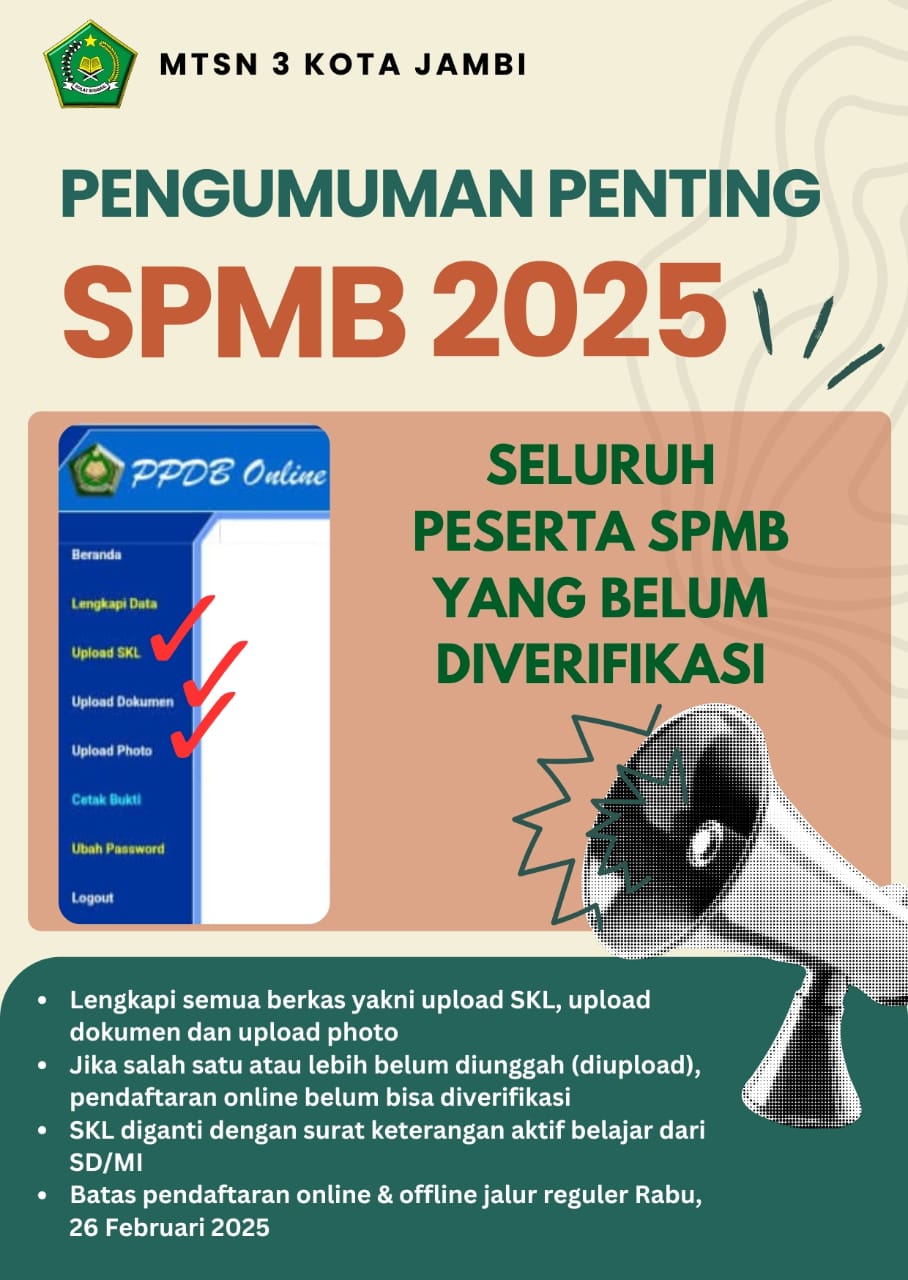 PENGUMUMAN PENUTUPAN SELEKSI PENERIMAAN MURID BARU (SPMB)