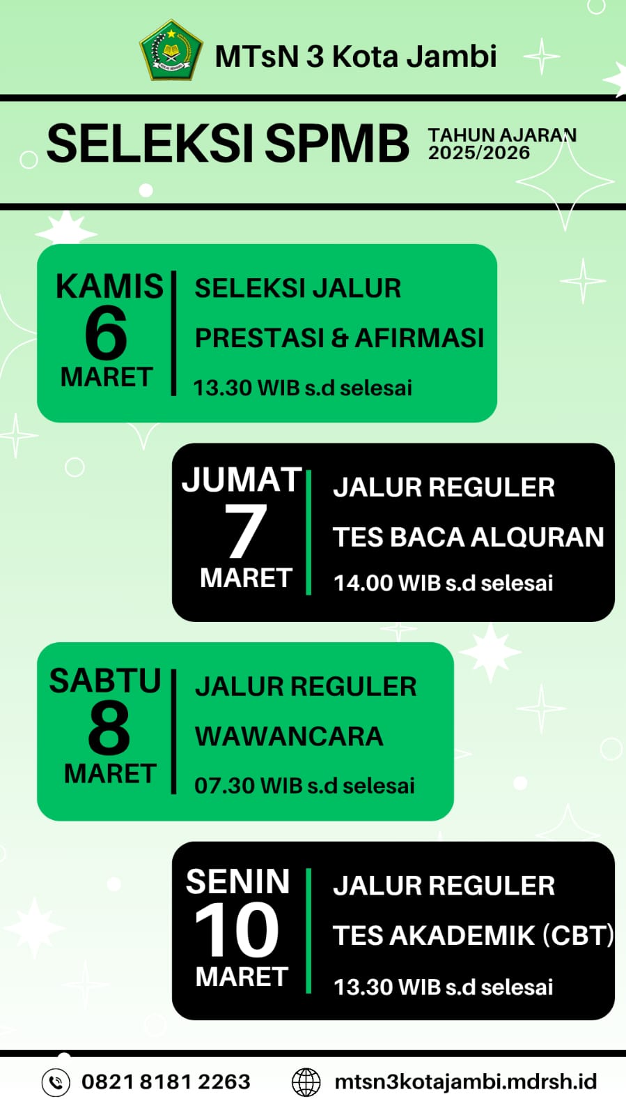 MTSN 3 Kota Jambi Gelar Tes Seleksi Penerimaan Murid Baru Tahun Ajaran 2025/2026