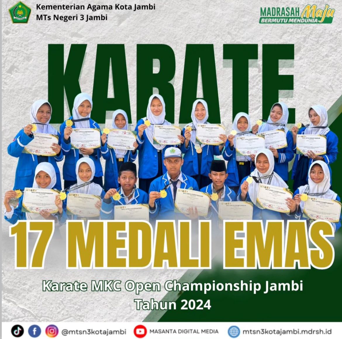 BANJIR HADIAH!! INI SERENTETAN PRESTASI BERGENGSI YANG DIUKIR SISWA MTS N 3 KOTA JAMBI SELAMA OKTOBER 2024