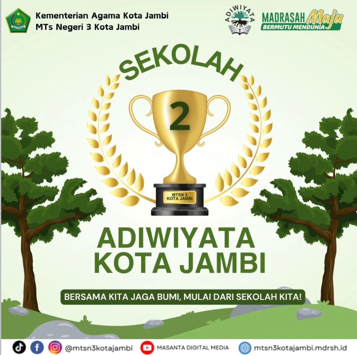 SELAMAT!!! MTS N 3 KOTA JAMBI RAIH JUARA 2 SEKOLAH ADIWIYATA TINGKAT KOTA JAMBI 2024