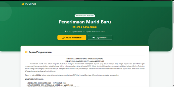 Pendaftaran Siswa Baru Madrasah Resmi Dibuka Secara Daring