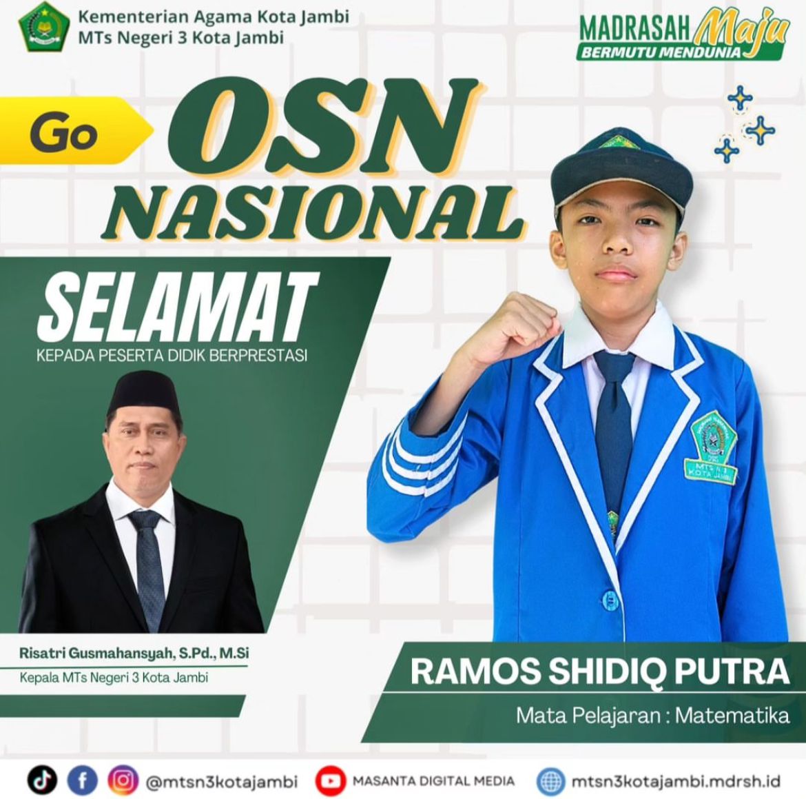 MEMBANGGAKAN! SISWA MTS N 3 KOTA JAMBI MELAJU KE OSN TINGKAT NASIONAL